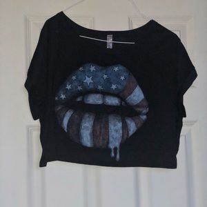 American Flag Lip Crop Top